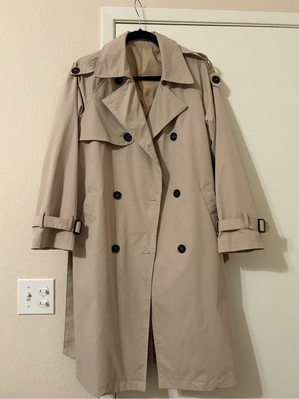 Amazon Beige Double-Breasted Trench Coat